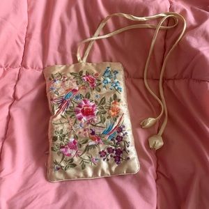 Vintage silk embroidered jewelry wrap